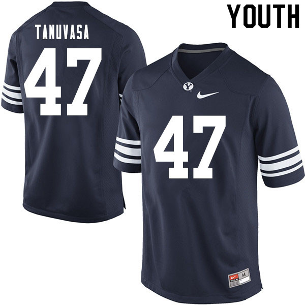 Youth #47 Pepe Tanuvasa BYU Cougars College Football Jerseys Sale-Navy